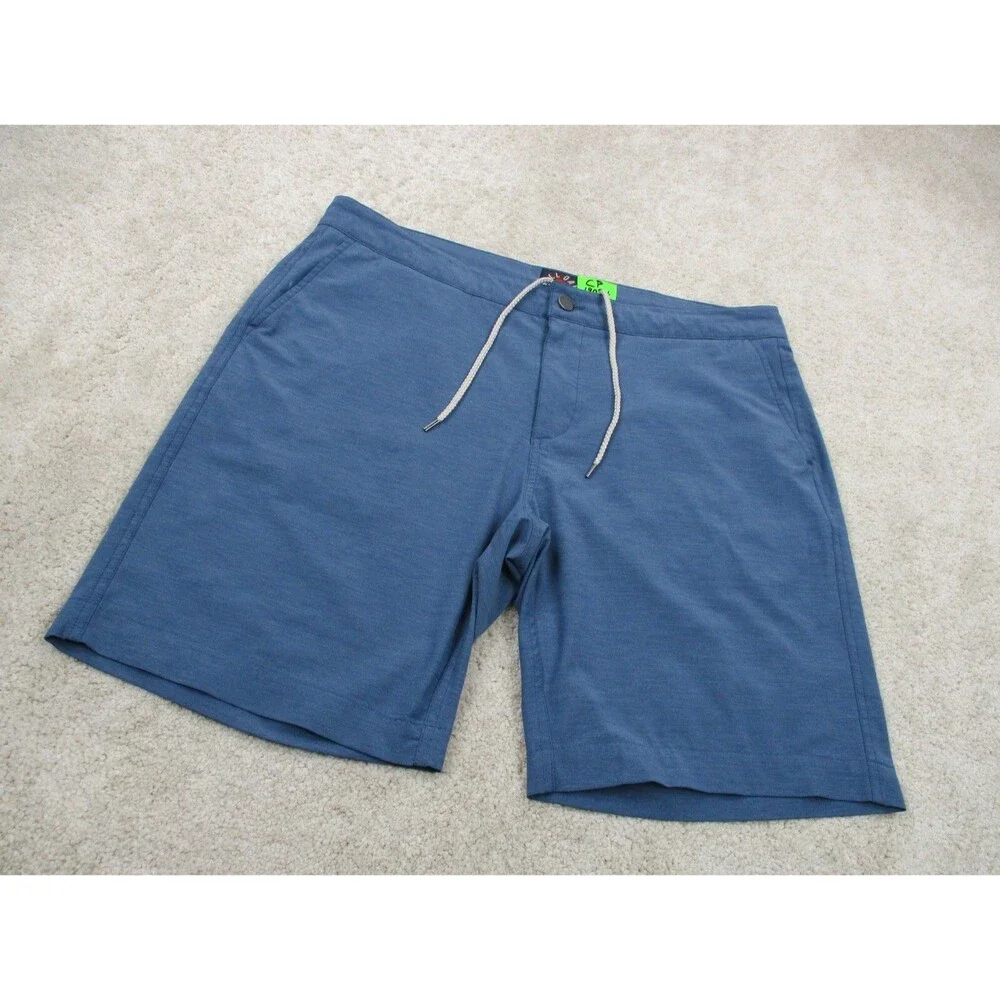 Faherty All Day Shorts Adult 38 Blue Performance Stretch Drawstring Casual Mens